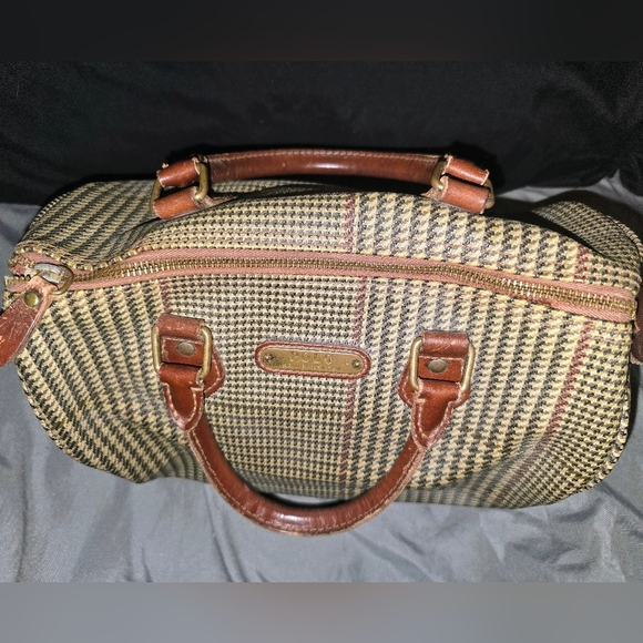 Vintage Ralph Lauren Brown Houndstooth Boston Bag - Picture 6 of 10